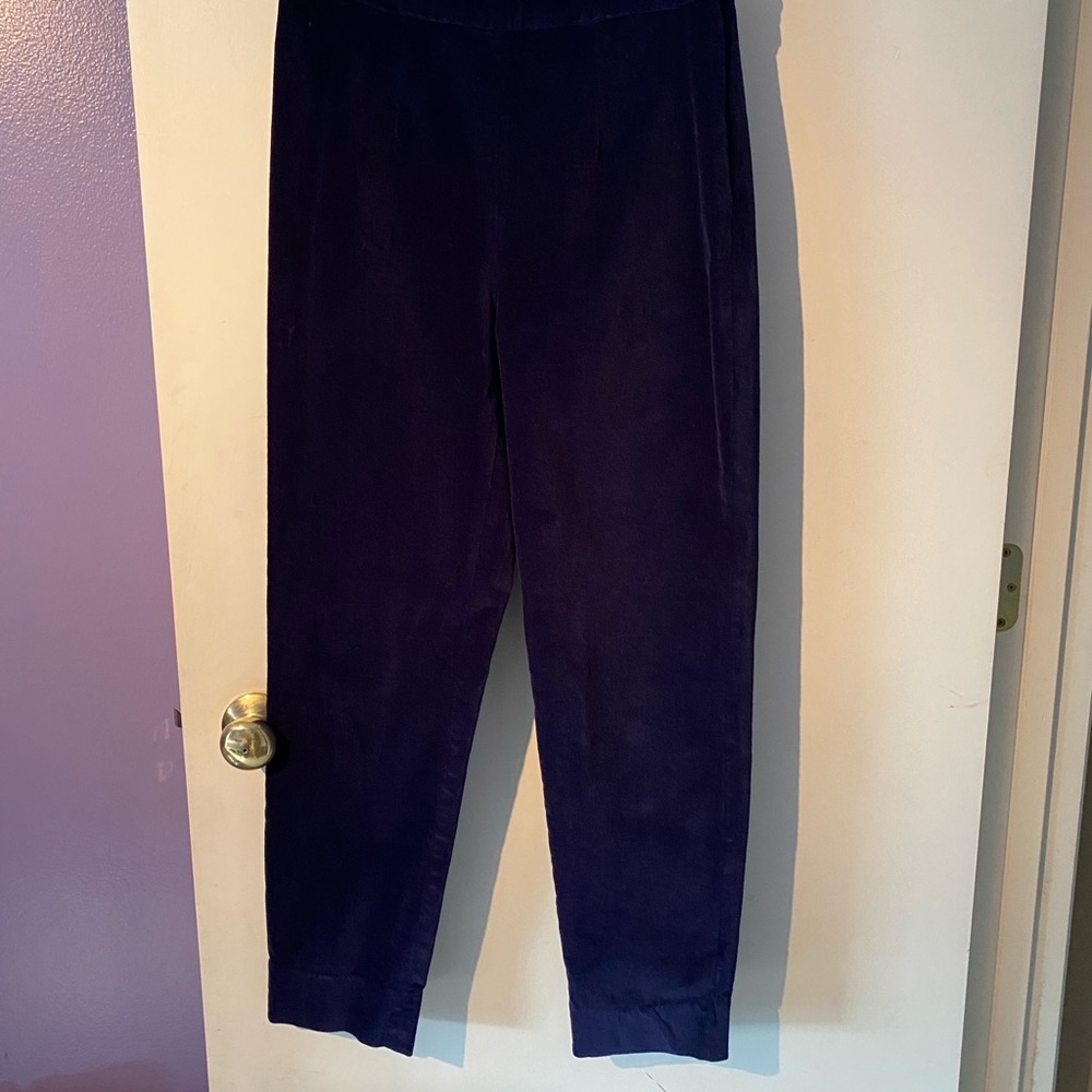 Frances Valentine Lucy Ankle Pant. Blue Stretchy Velvet. Size 2